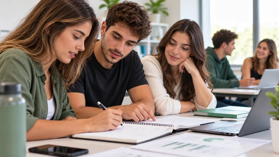 Jovens trabalhando juntos em um planejamento